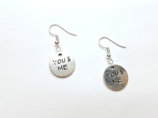 Preview: you & me Schrift Ohrringe silberfarben